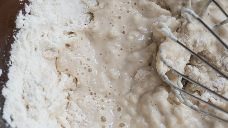 Water added to flour mixture