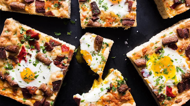 Breakfast focaccia with eggs