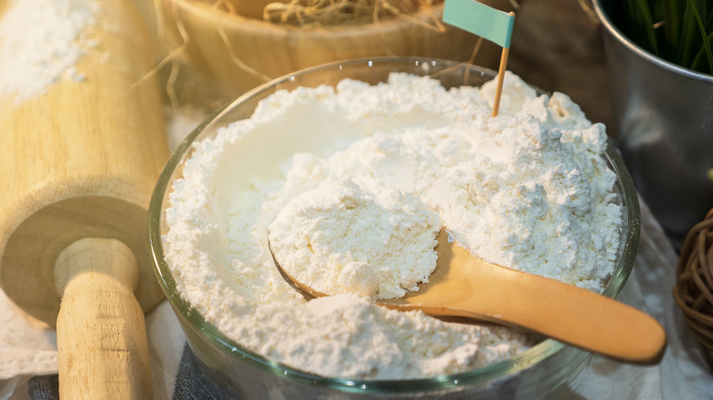 Flour bowl on table