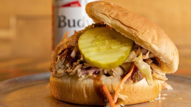 barbecue sandwich with pickles