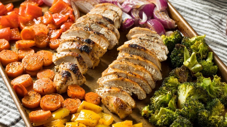 Grilled chicken sheet pan dinner