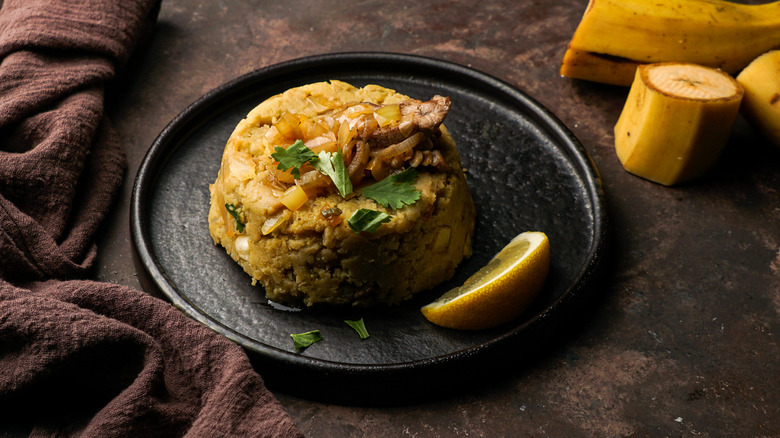 mashed plantains on plate