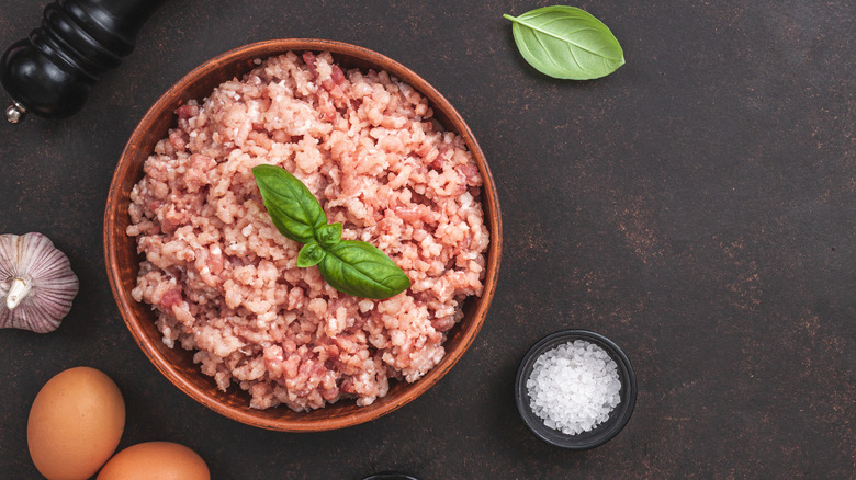 raw ground meat in a bowl