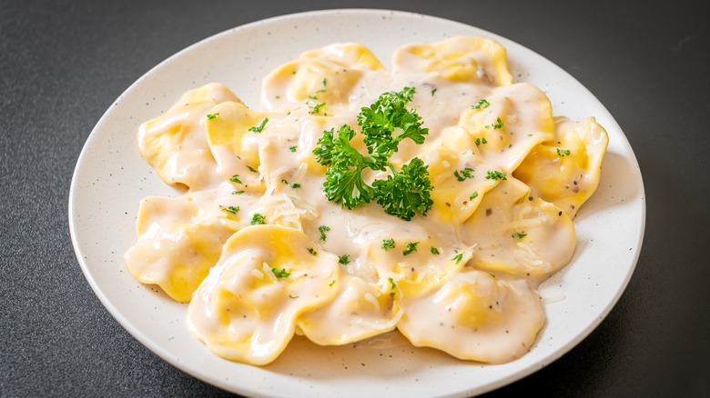 Stuffed pasta on a plate