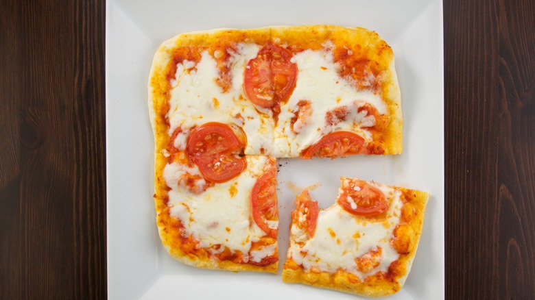 Sliced square pizza