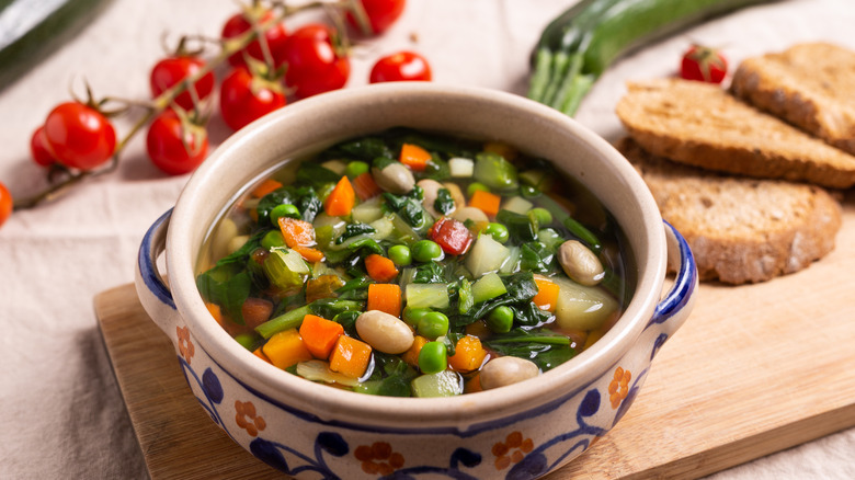 Bowl of minestrone soup