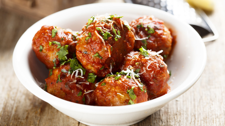 Italian meatballs in bowl