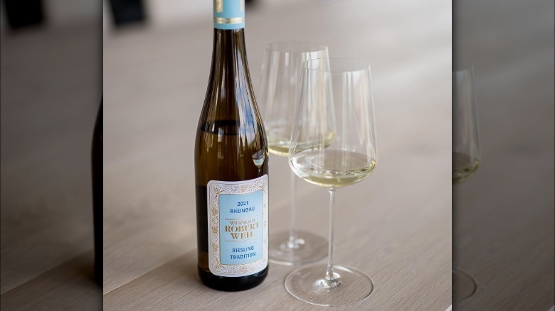 riesling bottle and glasses