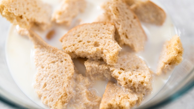 Bread soaking in milk