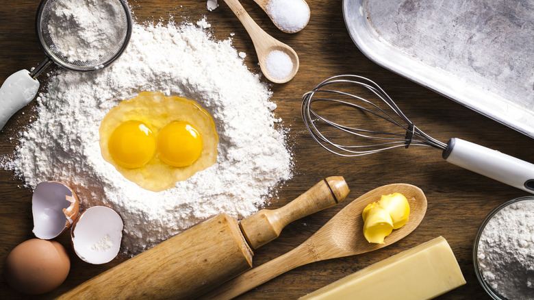 Baking ingredients on table