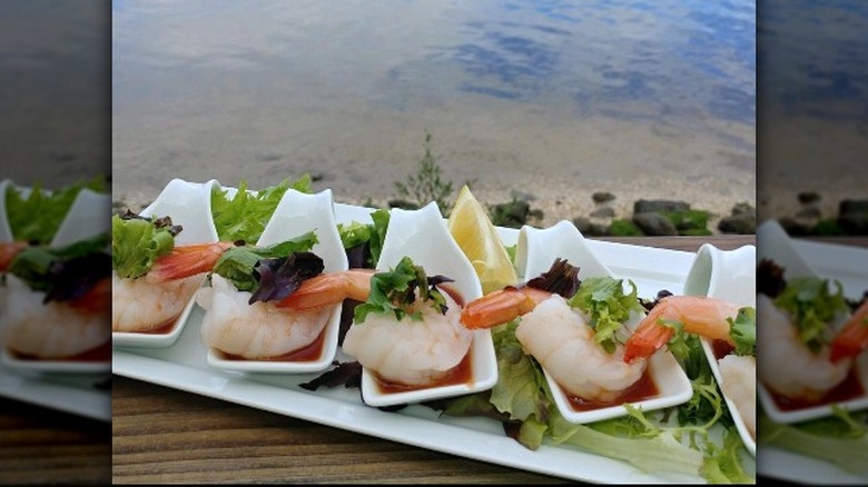 Plated shrimp cocktail