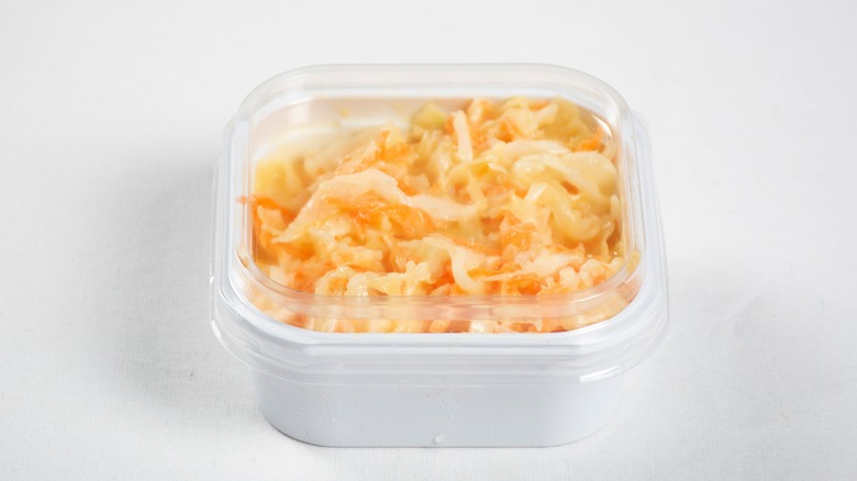 Coleslaw in plastic container