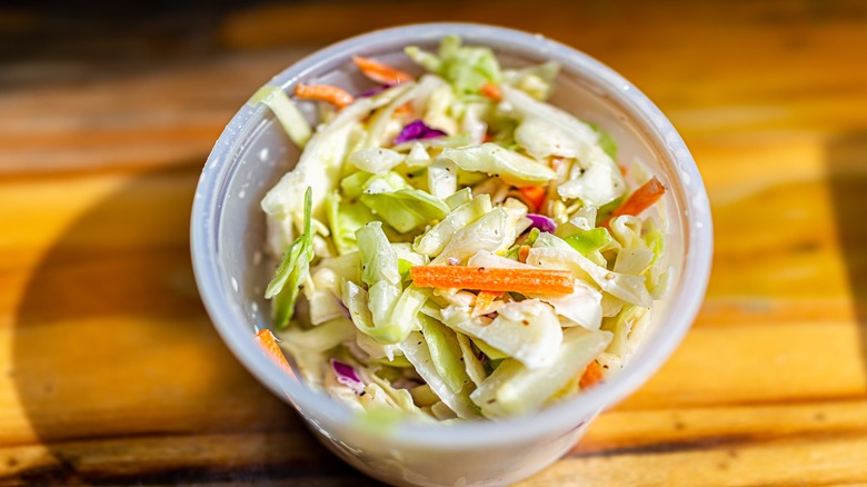 Coleslaw in plastic container