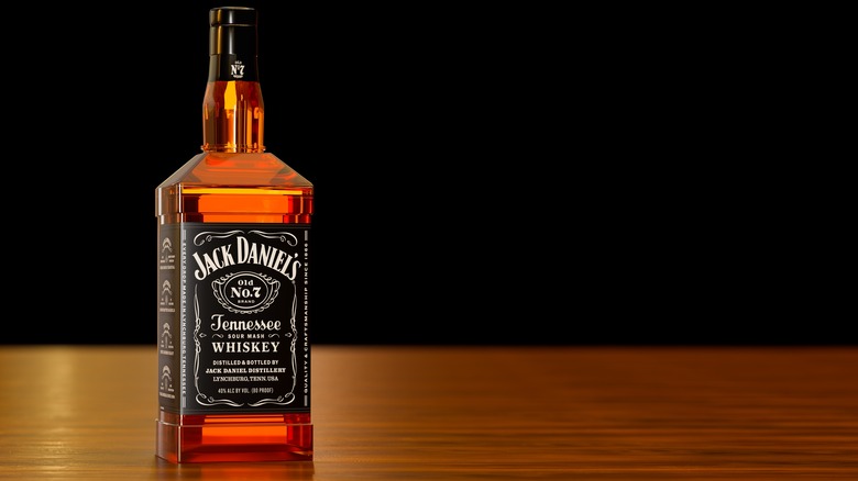 bottle of Jack Daniels on wood counter