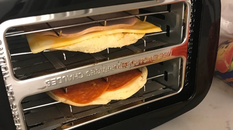 Grilled cheese sandwiches in toaster