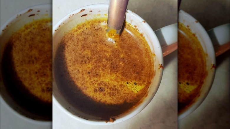 Turmeric hot chocolate in mug