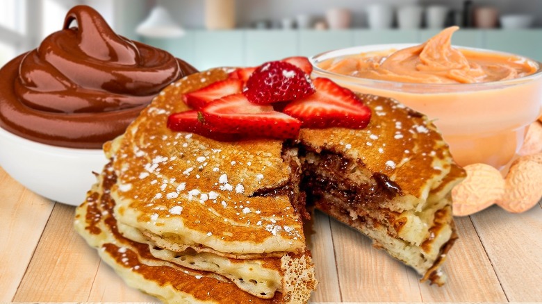 stuffed pancakes with various spreads