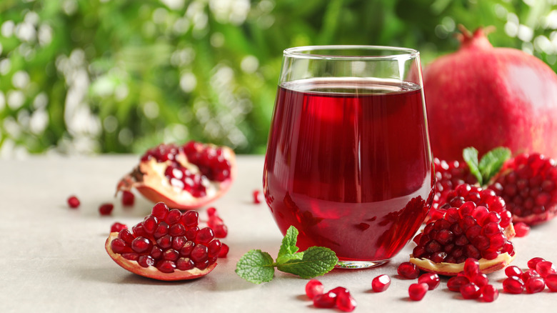 Glass of pomegranate juice 