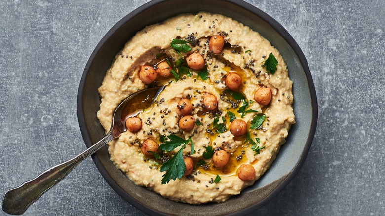 Bowl of freshly made hummus