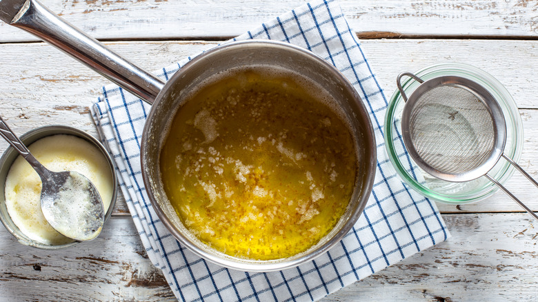 Homemade ghee in pot