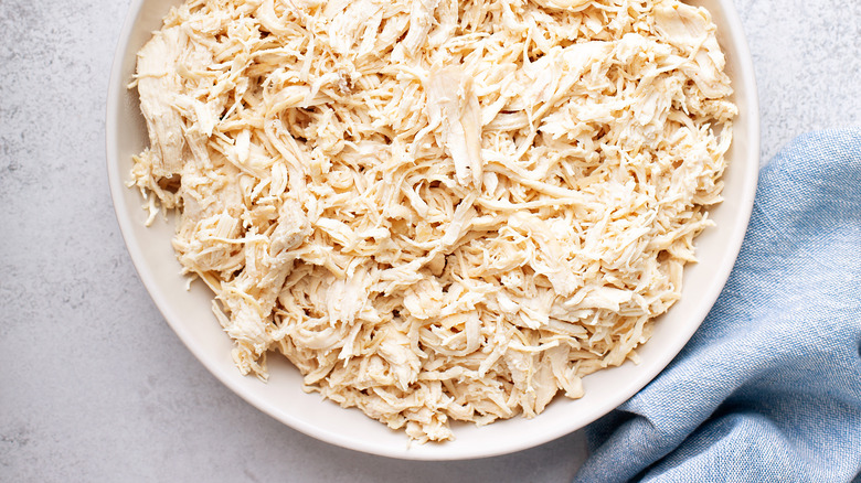 Shredded chicken in bowl