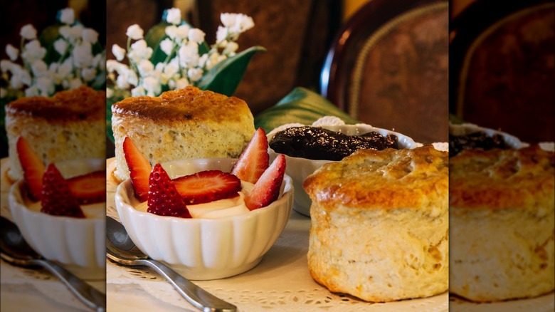 Scones with cream and jam