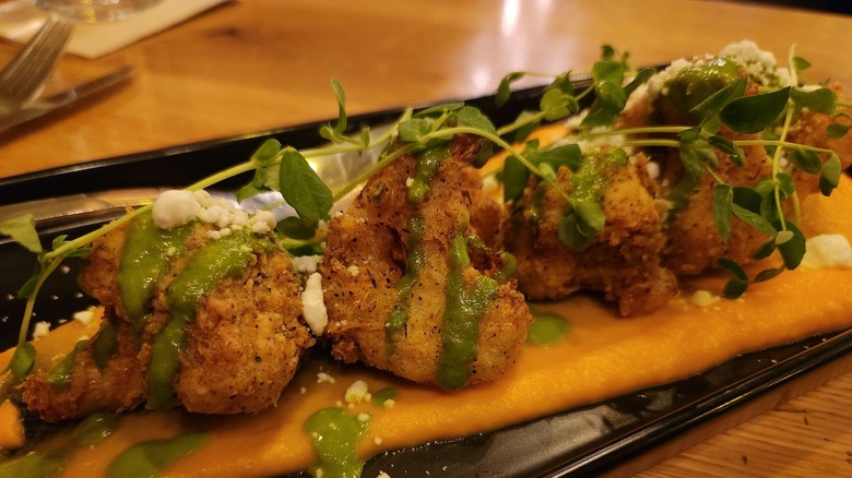 Chicken-fried cauliflower with sweet potato