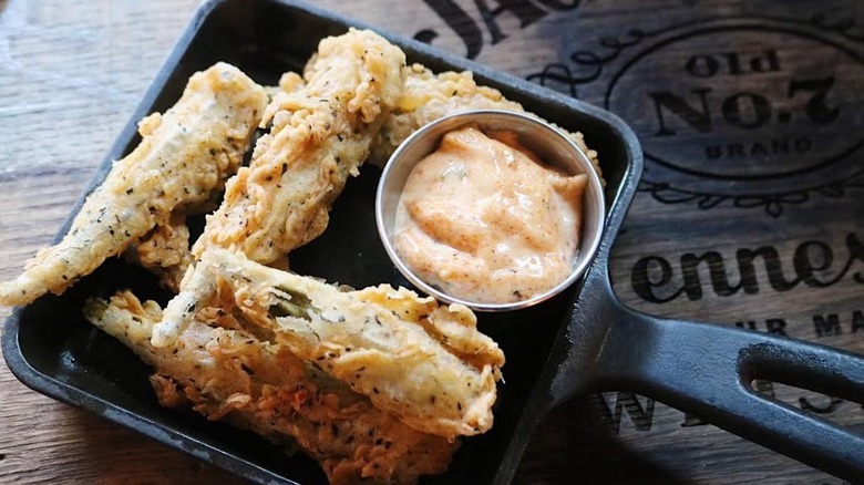 Chicken-fried okra with Cajun remoulade