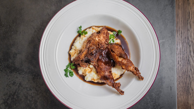 Chicken-fried quail with grits