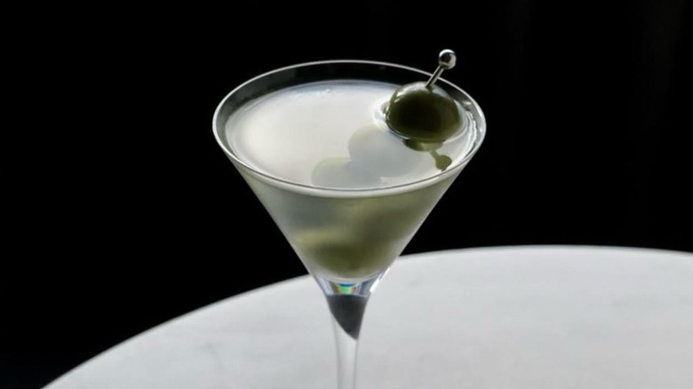 Three Sheets martini with olives