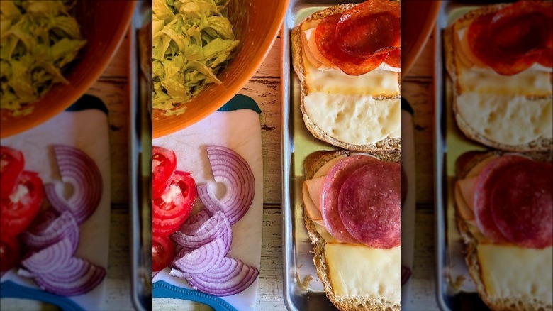 Grinder salad sandwiches makings