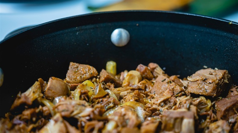 Sauteed BBQ jackfruit and onions