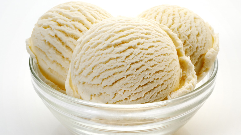 Vanilla ice cream in bowl