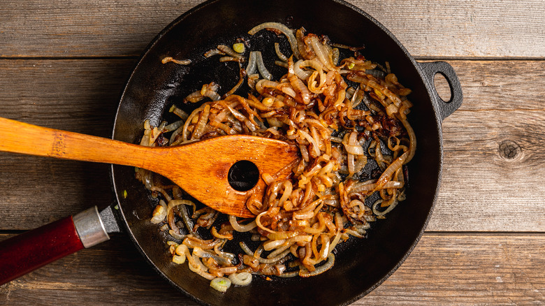 Caramelized onions in a pan