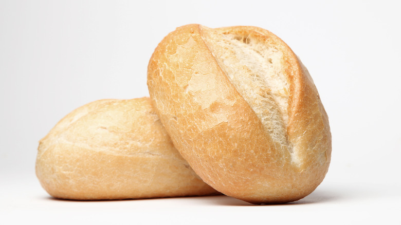 French rolls on white background