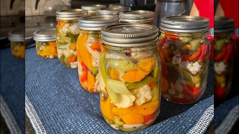 Jars of giardiniera