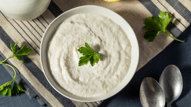 Horseradish sauce in bowl