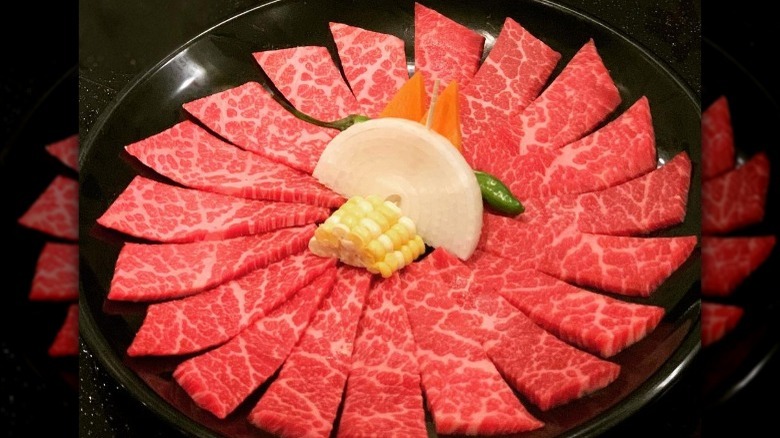 Plate of raw steak 