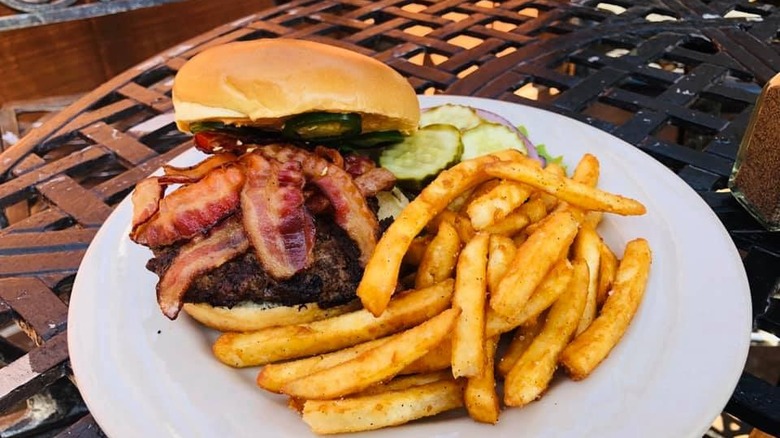 Burger plate at Deadwood Social Club