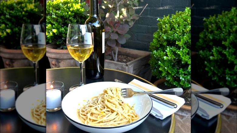 Pasta and wine