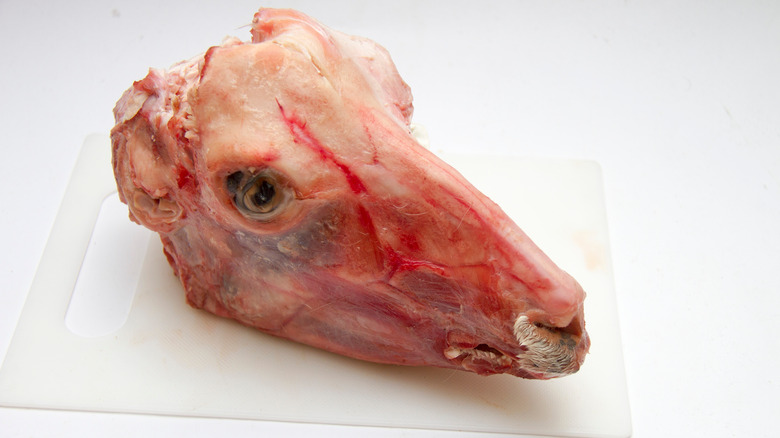 Roast lamb head