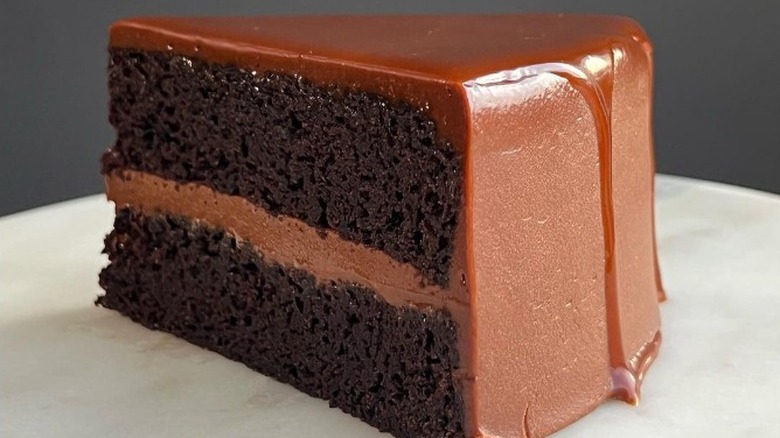 Chocolate caramel layer cake