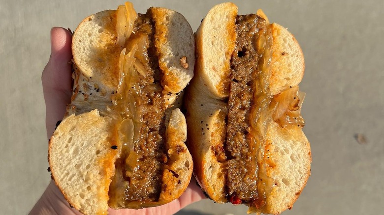 Meatloaf bagel sandwich