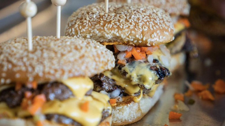 Wild game burgers with toothpick