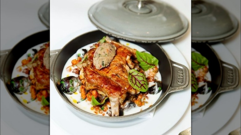 Staub pot with pork chop