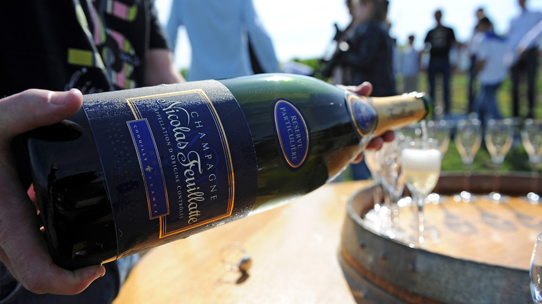 Champagne being poured into a glass