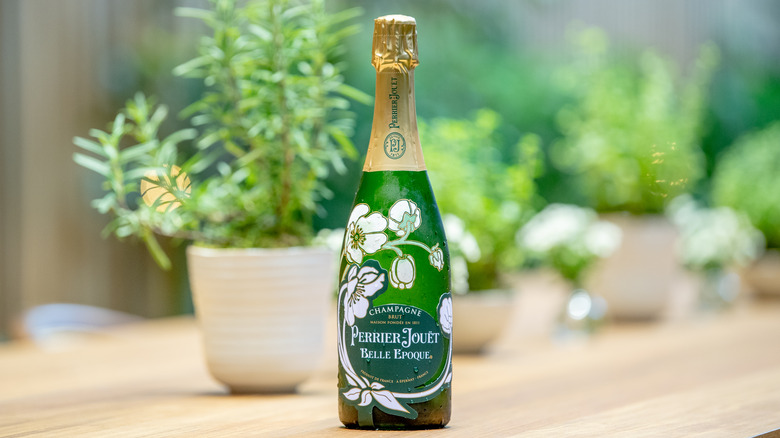 Perrier Jouët bottle and plants