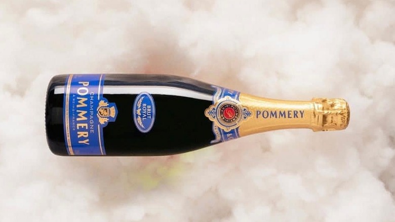 Bottle of Pommery in clouds