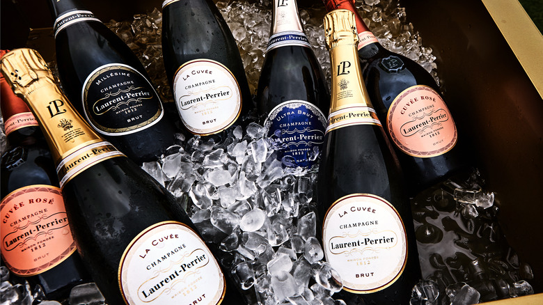 Bottles of Laurent-Perrier in ice 