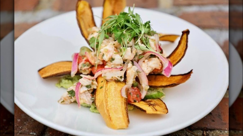 Plantain chip ceviche